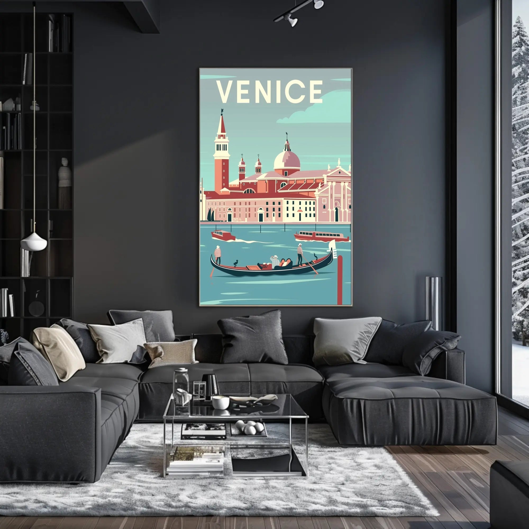 Vintage Venice Gondola Travel Poster PosterGoat