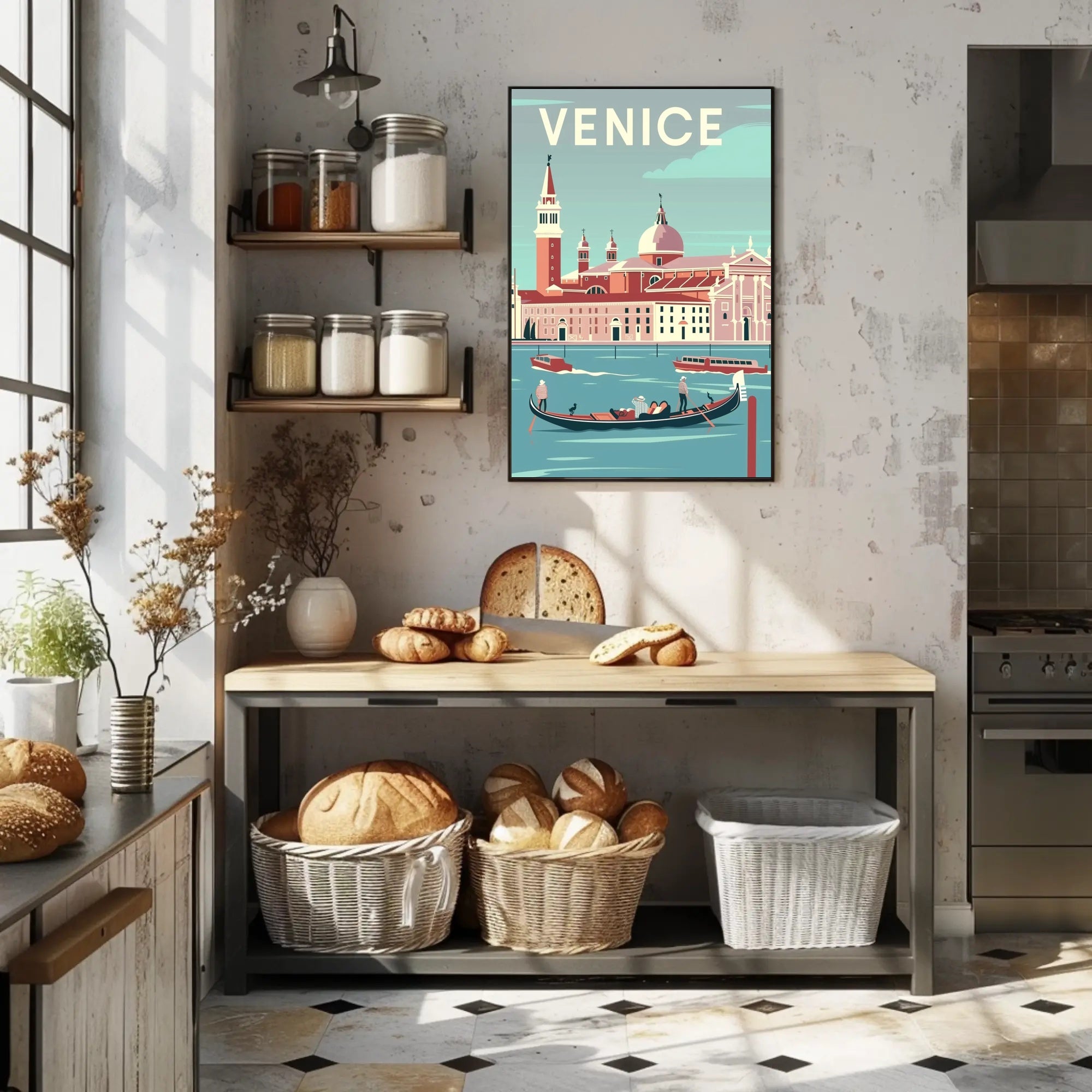 Vintage Venice Gondola Travel Poster PosterGoat