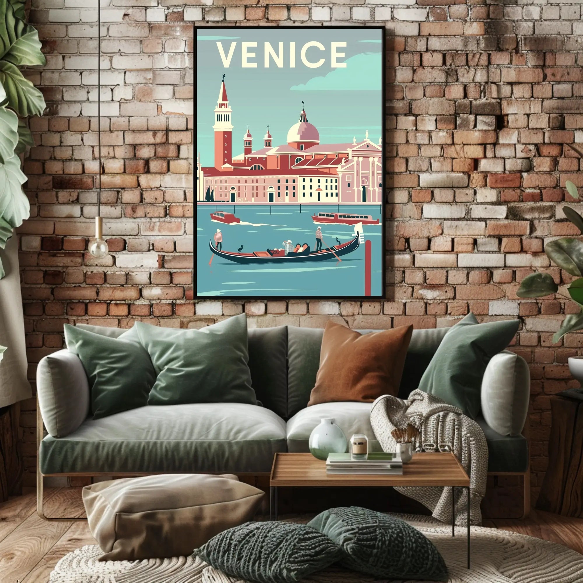 Vintage Venice Gondola Travel Poster PosterGoat