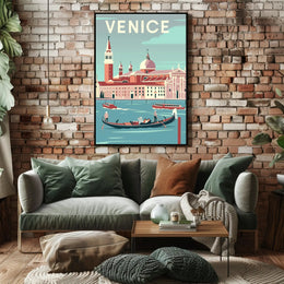 Vintage Venice Gondola Travel Poster PosterGoat