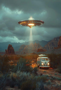 Vintage Volkswagen Adventure Sci-Fi Futuristic Poster PosterGoat