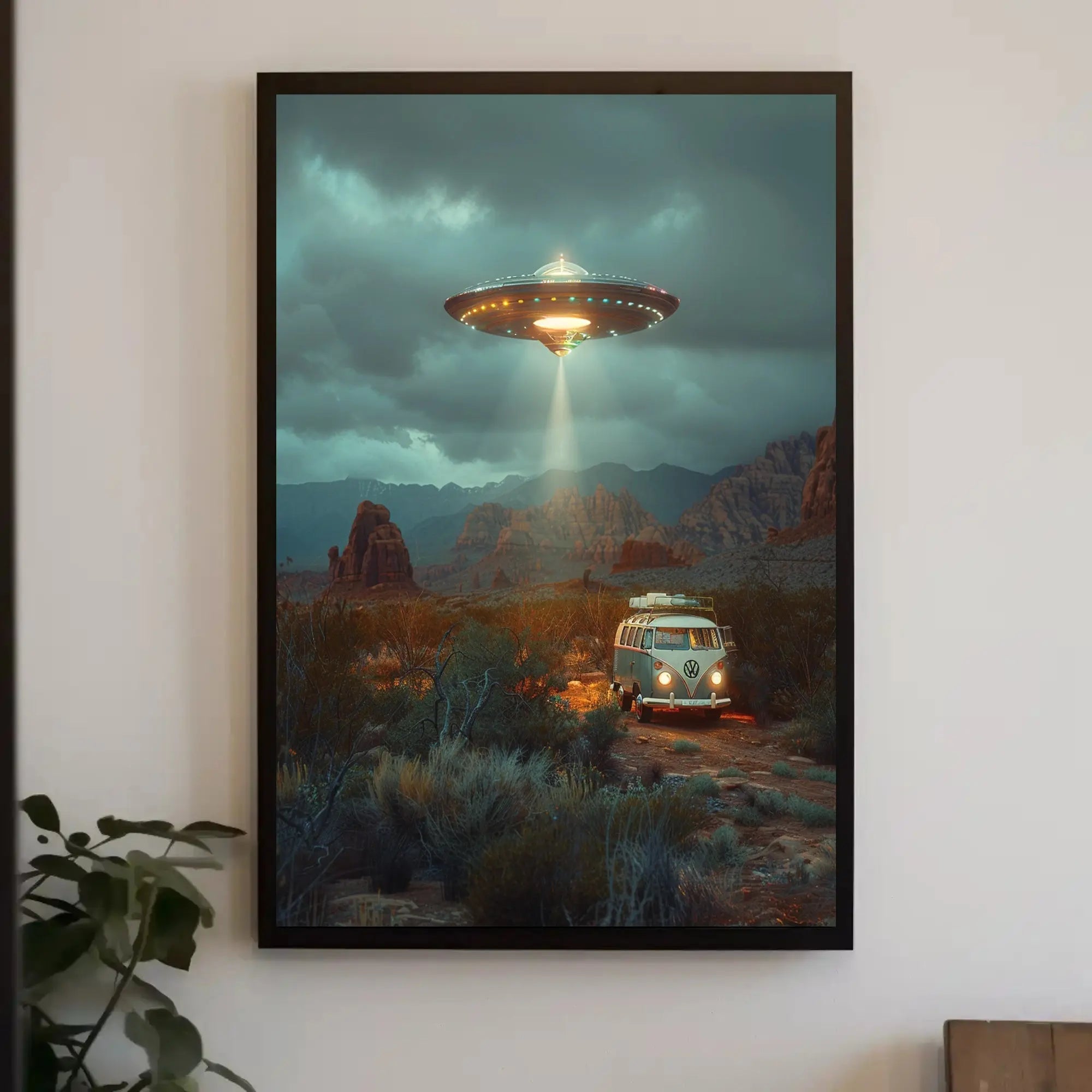 Vintage Volkswagen Adventure Sci-Fi Futuristic Poster PosterGoat