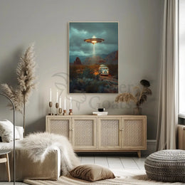 Vintage Volkswagen Adventure Sci-Fi Futuristic Poster PosterGoat