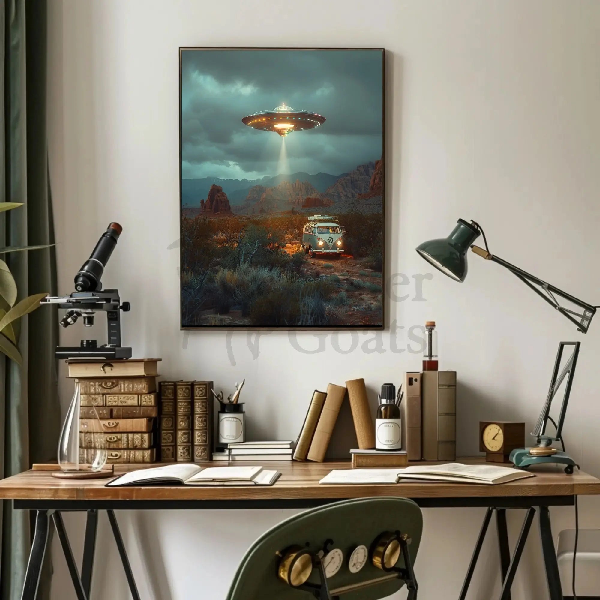 Vintage Volkswagen Adventure Sci-Fi Futuristic Poster PosterGoat