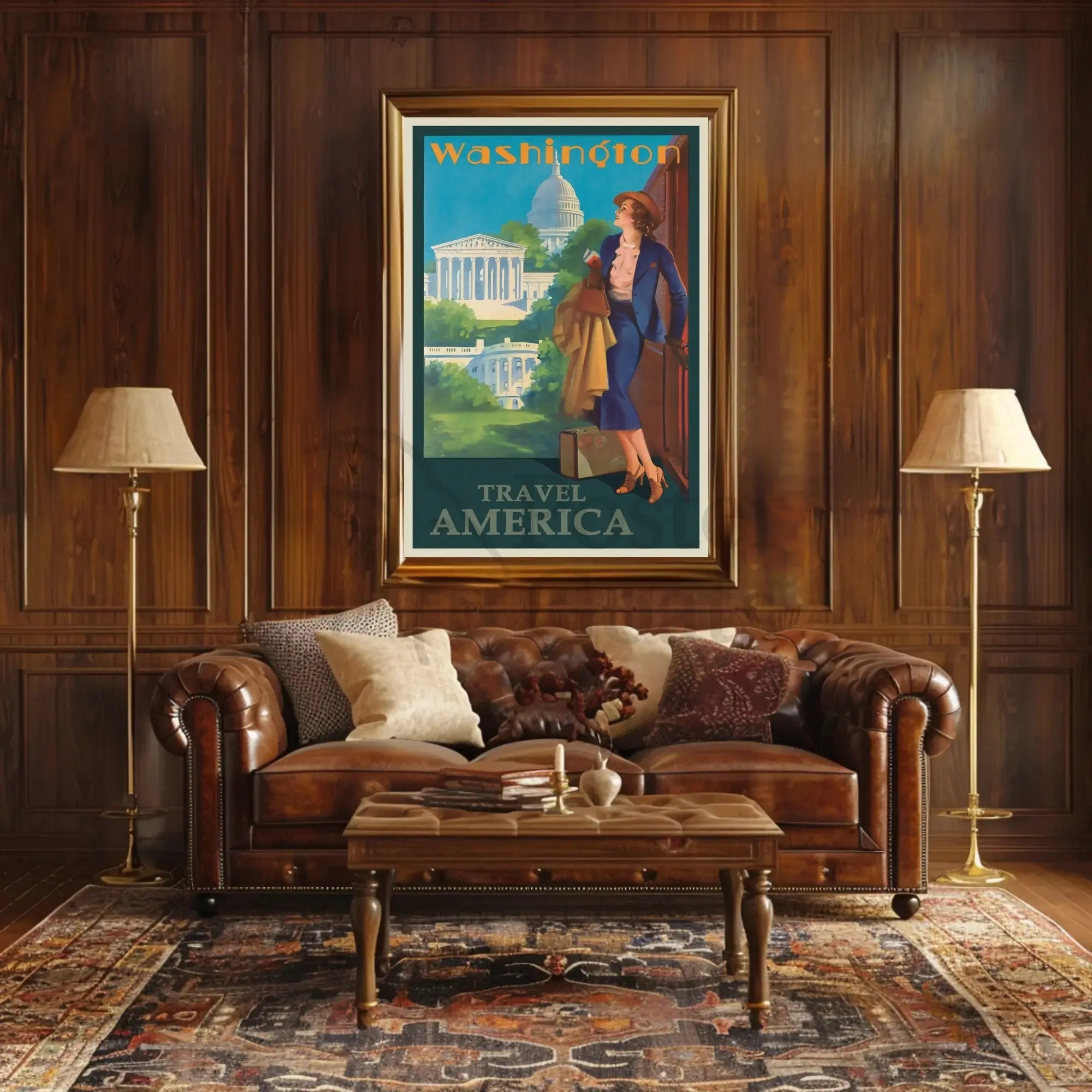 Vintage Washington D.C. Travel Adventure - Travel Poster PosterGoat