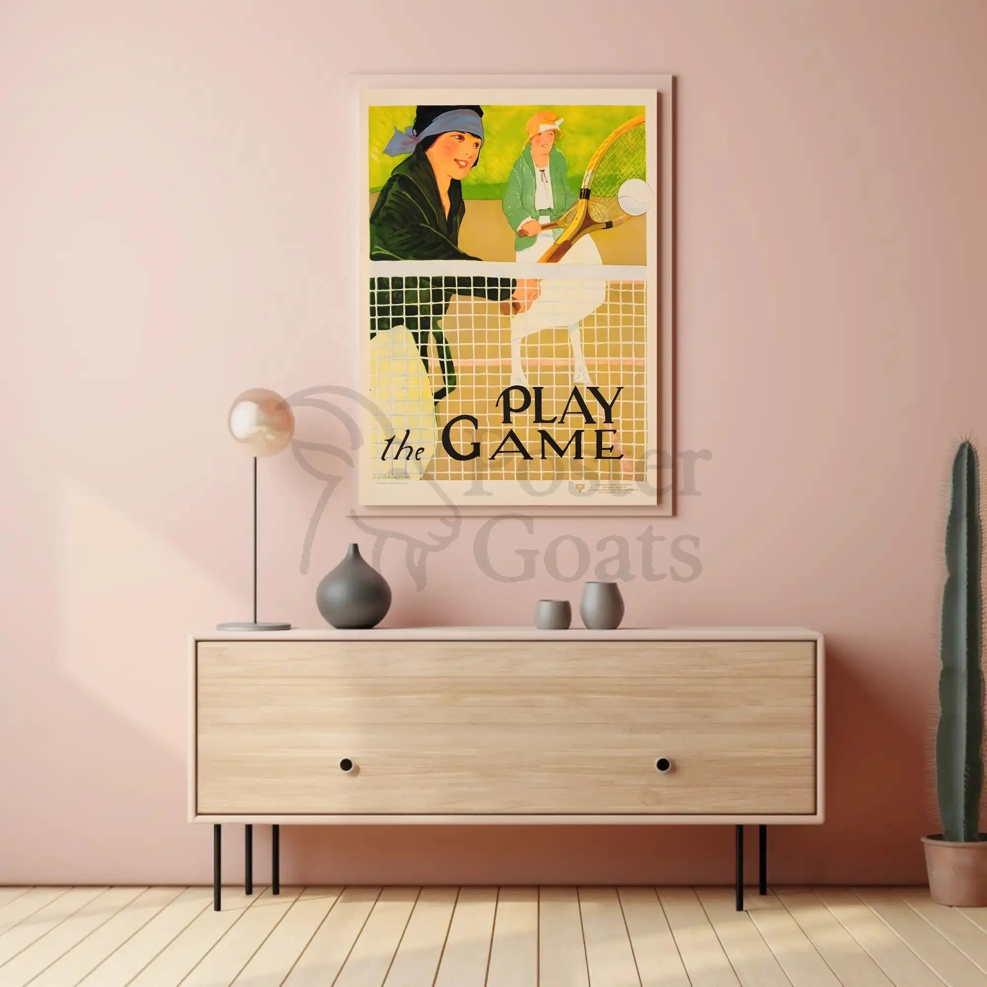 Vintage Women's Tennis Scene Encouragement Sports Poster PosterGoat