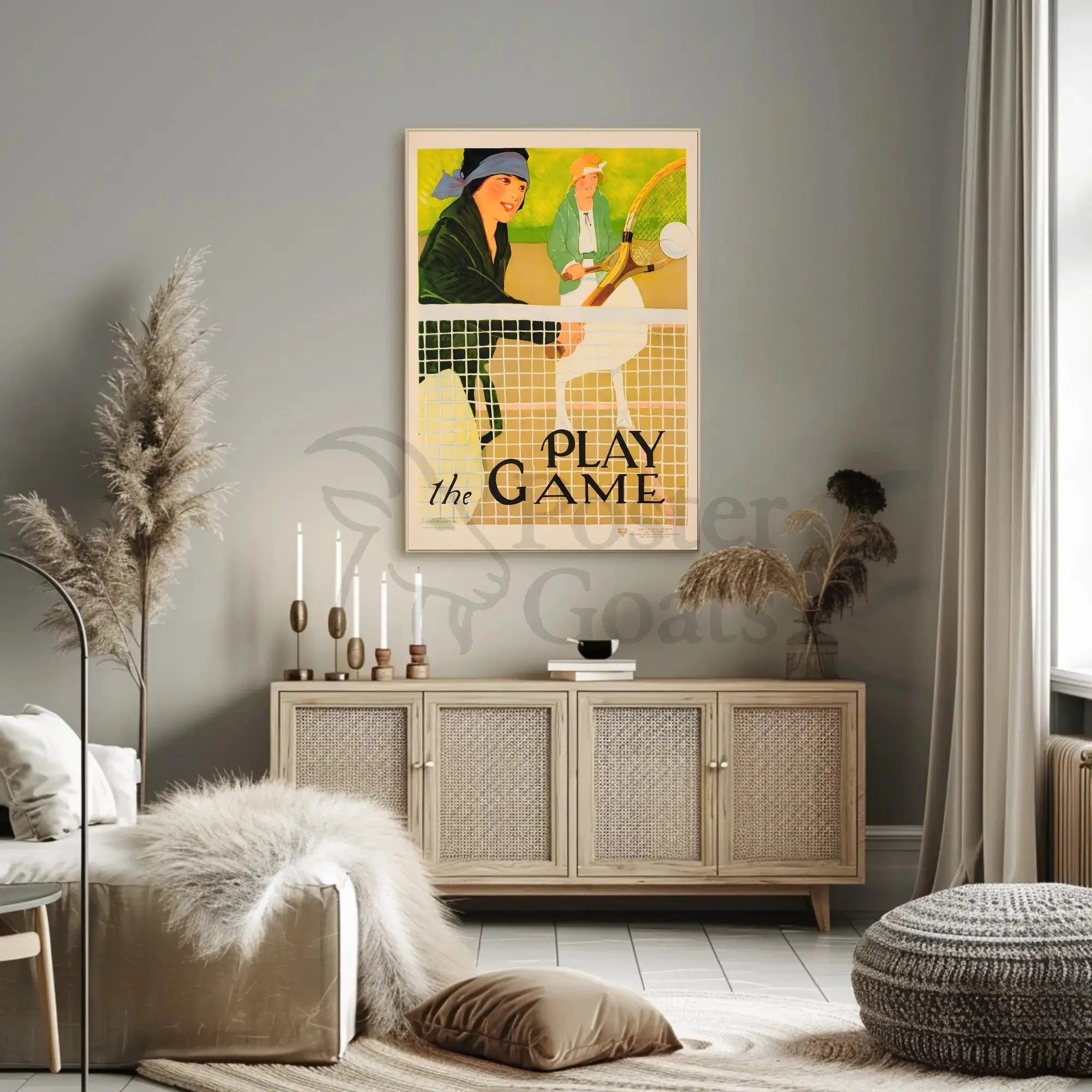 Vintage Women's Tennis Scene Encouragement Sports Poster PosterGoat