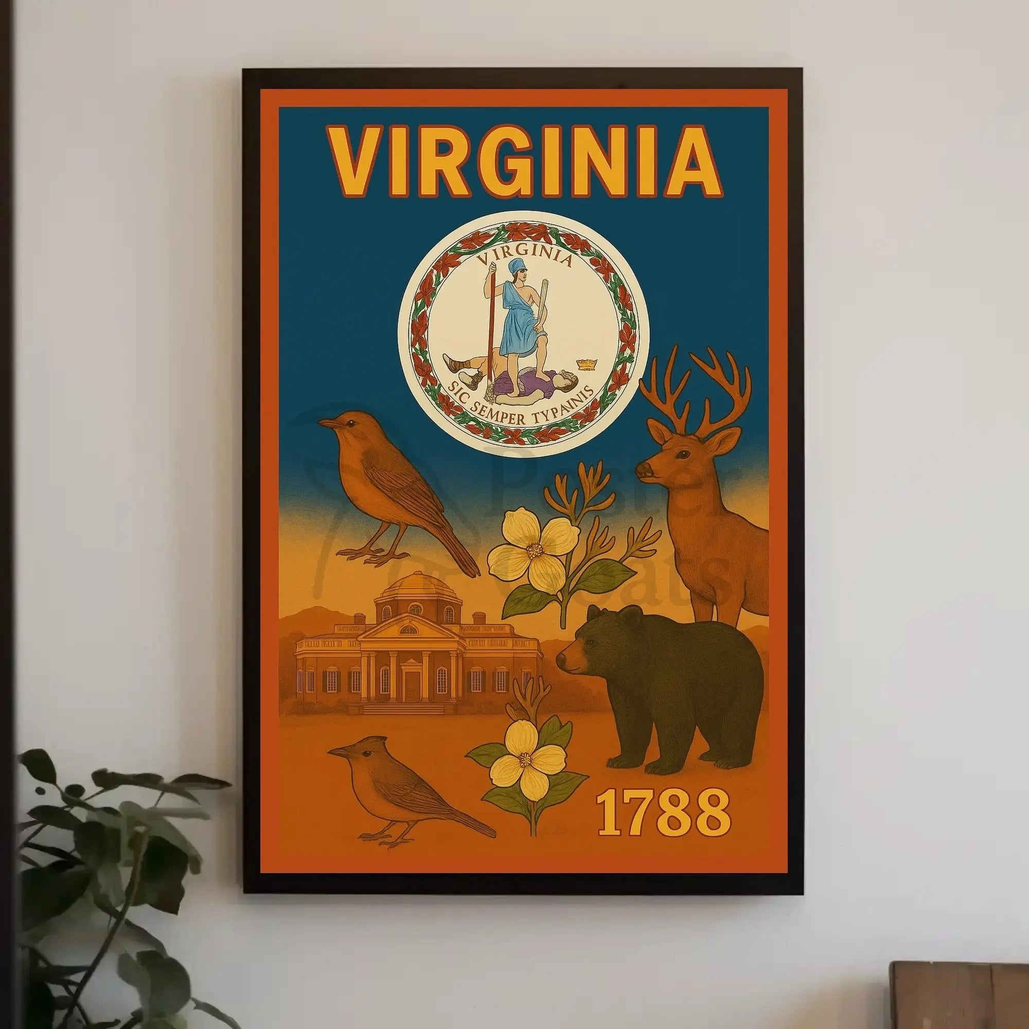 Virginia 1788 Seal Vintage Cultural or Heritage Poster PosterGoat