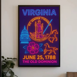 Virginia Heritage Neon Art Print: Cultural or Heritage Poster PosterGoat