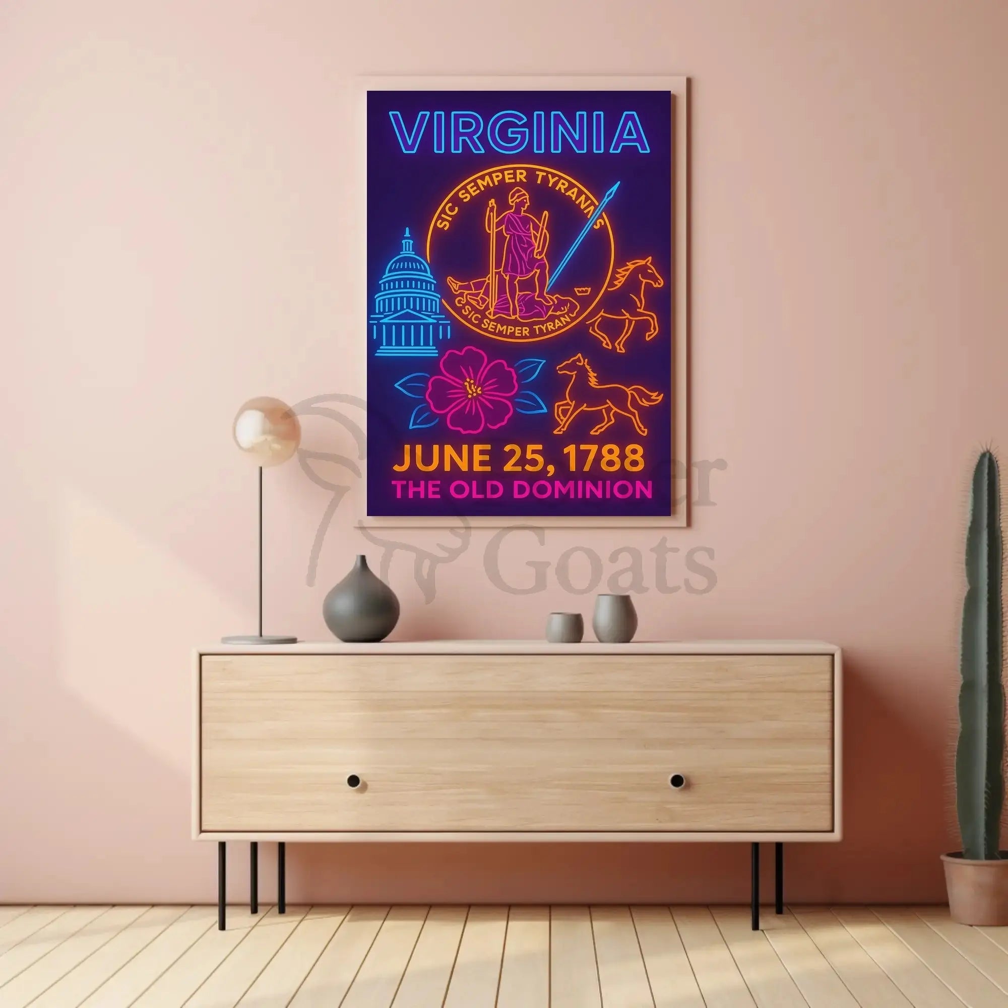 Virginia Heritage Neon Art Print: Cultural or Heritage Poster PosterGoat