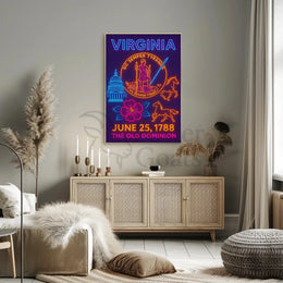 Virginia Heritage Neon Art Print: Cultural or Heritage Poster PosterGoat