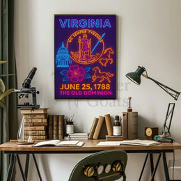 Virginia Heritage Neon Art Print: Cultural or Heritage Poster PosterGoat