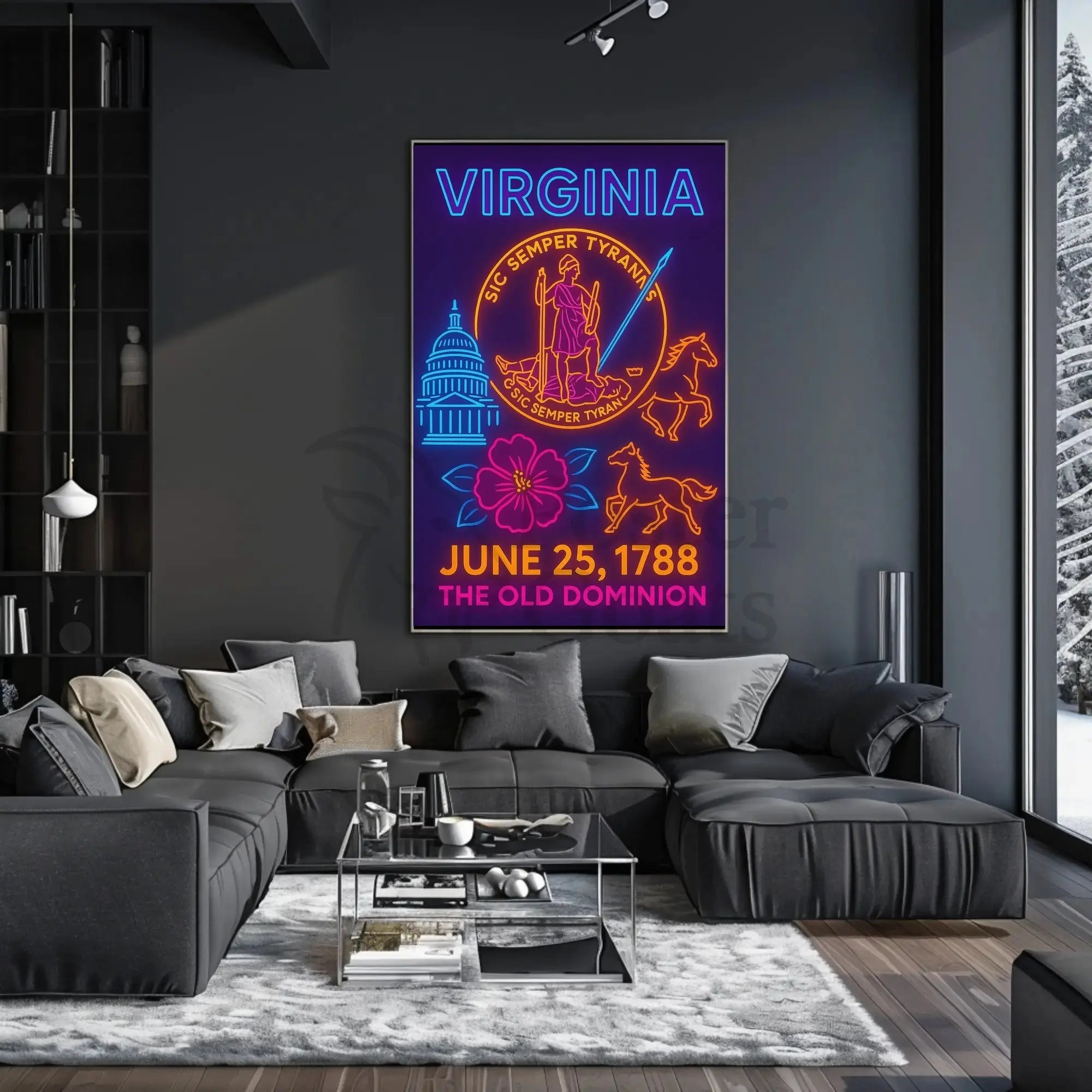 Virginia Heritage Neon Art Print: Cultural or Heritage Poster PosterGoat