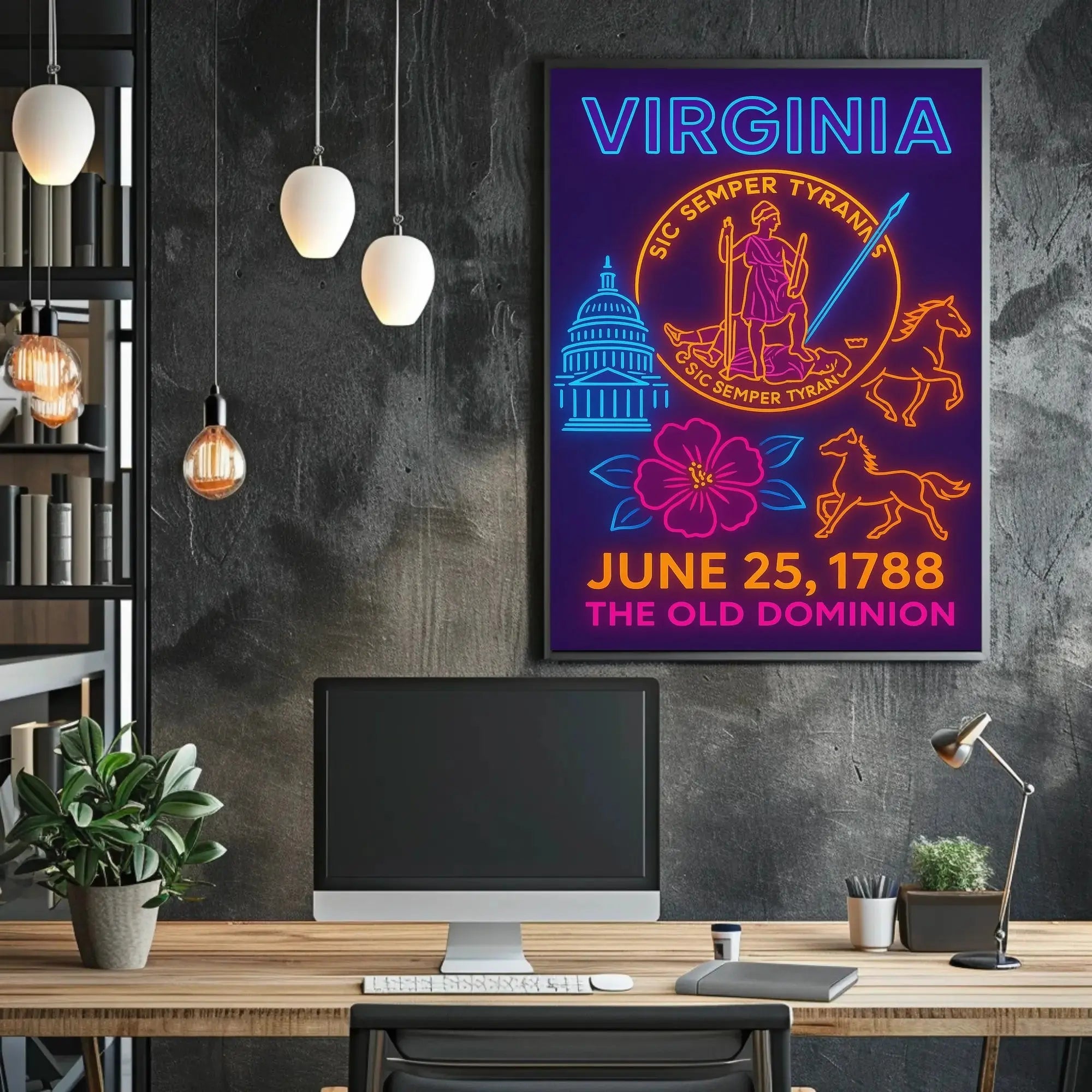 Virginia Heritage Neon Art Print: Cultural or Heritage Poster PosterGoat
