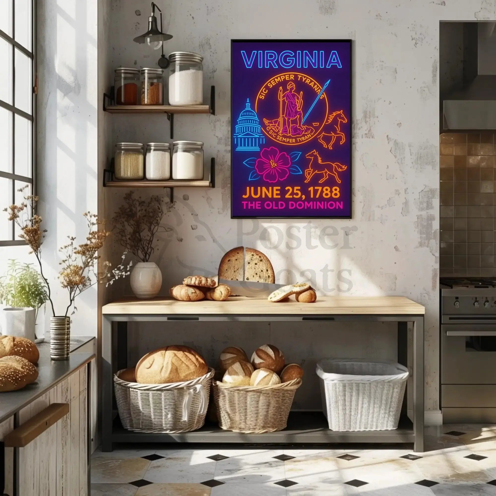 Virginia Heritage Neon Art Print: Cultural or Heritage Poster PosterGoat