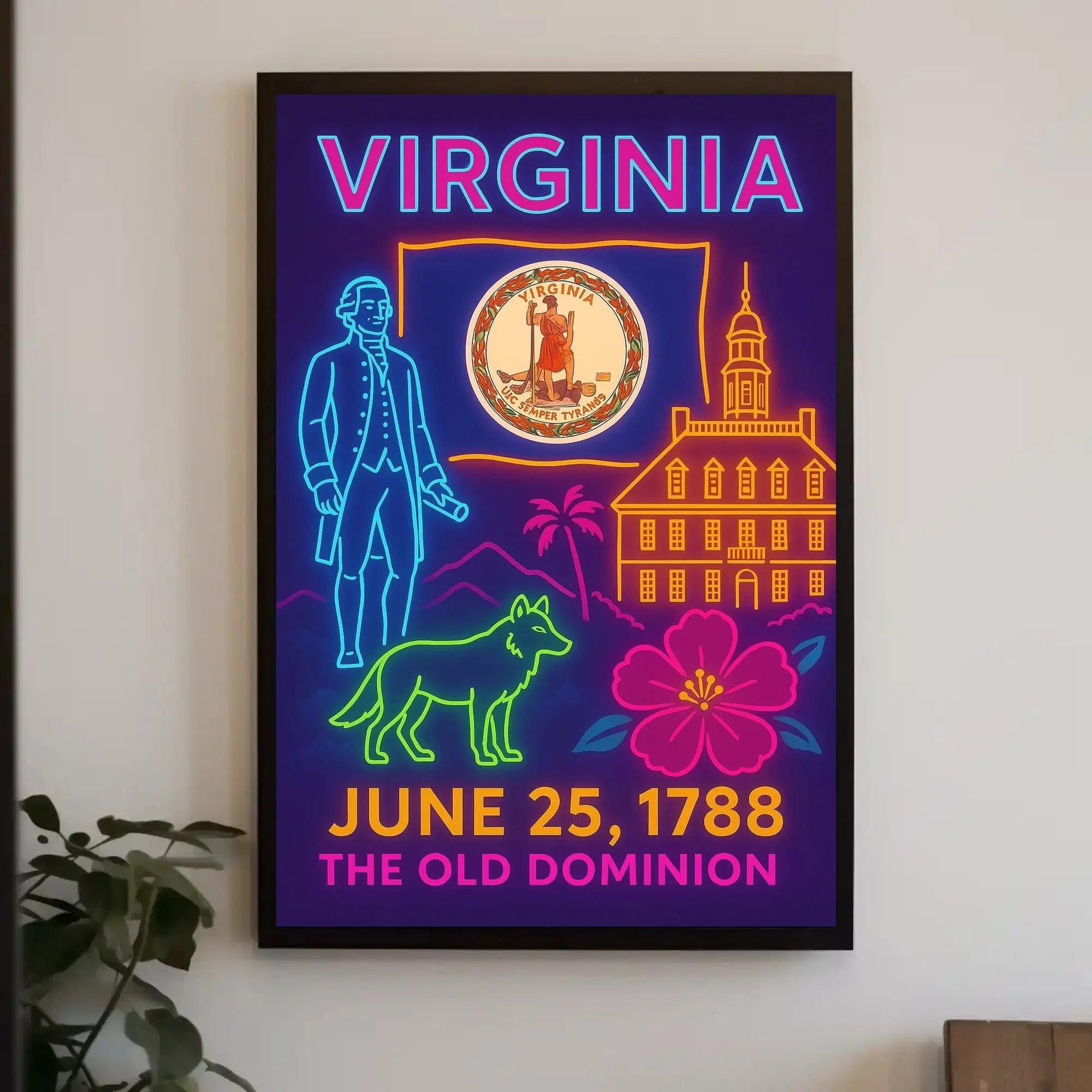 Virginia Ratification Neon Tribute Historical or Presidential Poster PosterGoat
