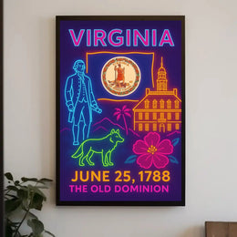 Virginia Ratification Neon Tribute Historical or Presidential Poster PosterGoat