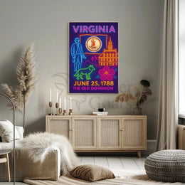 Virginia Ratification Neon Tribute Historical or Presidential Poster PosterGoat