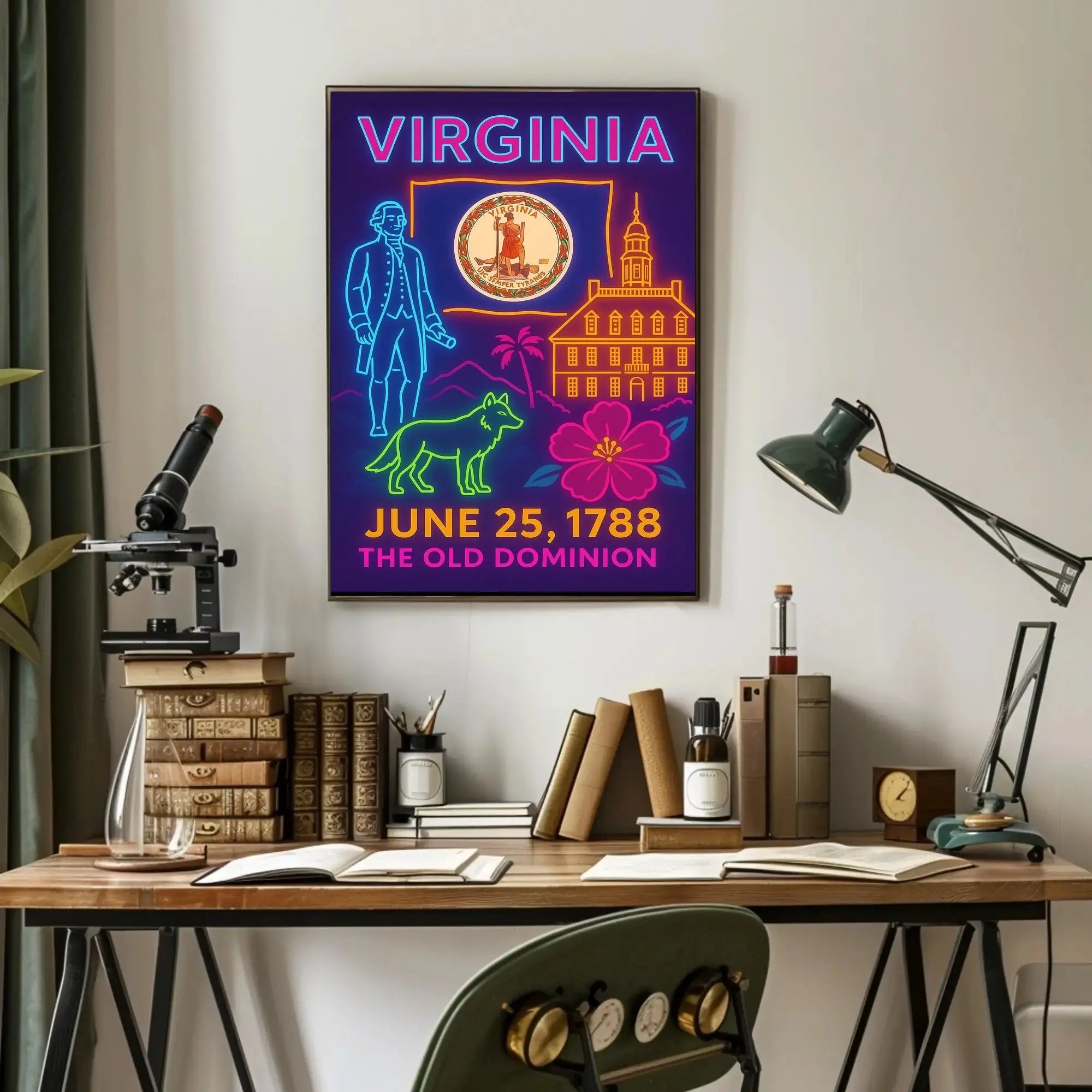 Virginia Ratification Neon Tribute Historical or Presidential Poster PosterGoat