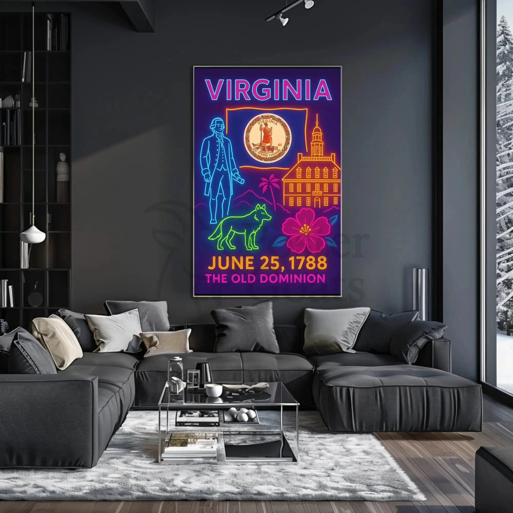 Virginia Ratification Neon Tribute Historical or Presidential Poster PosterGoat