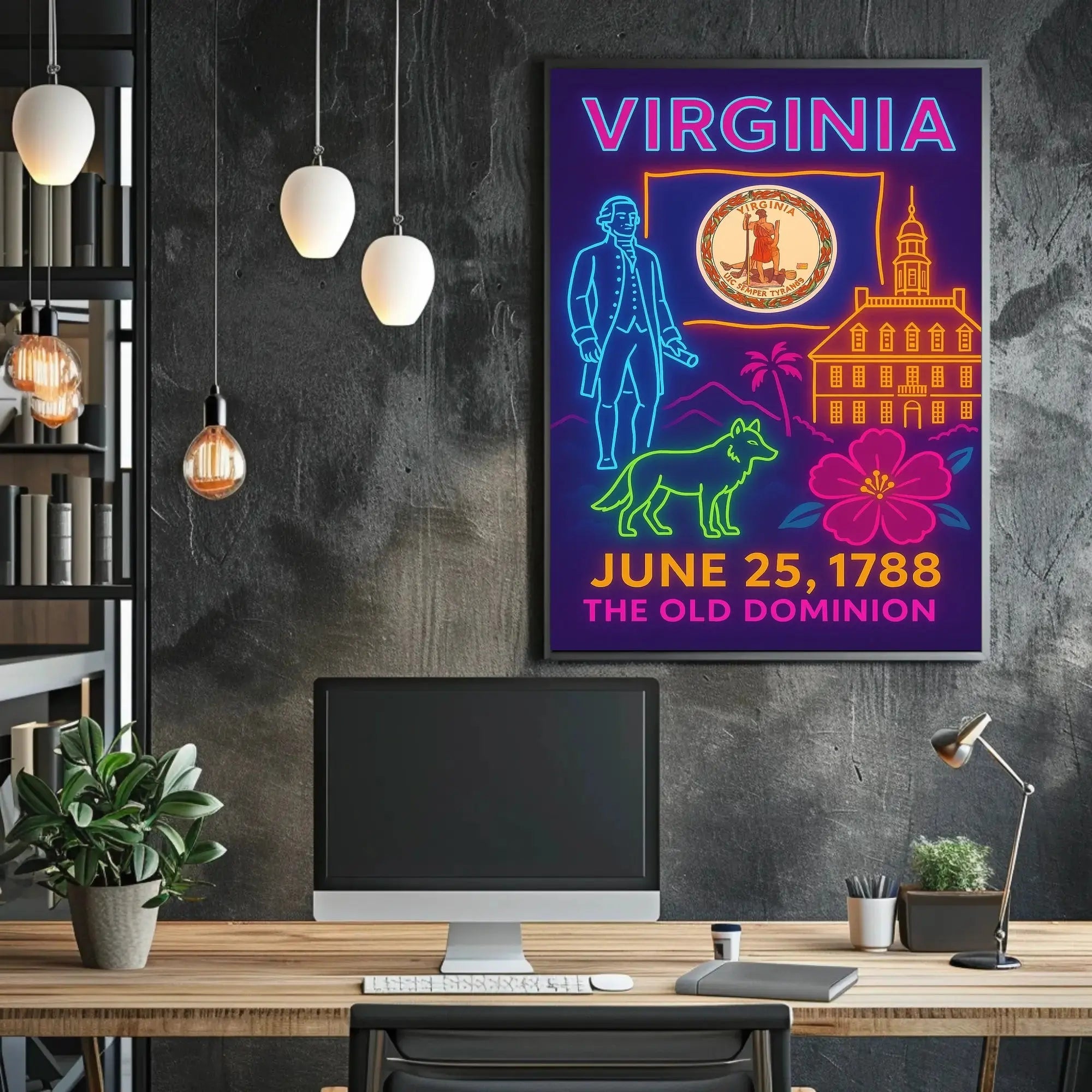 Virginia Ratification Neon Tribute Historical or Presidential Poster PosterGoat