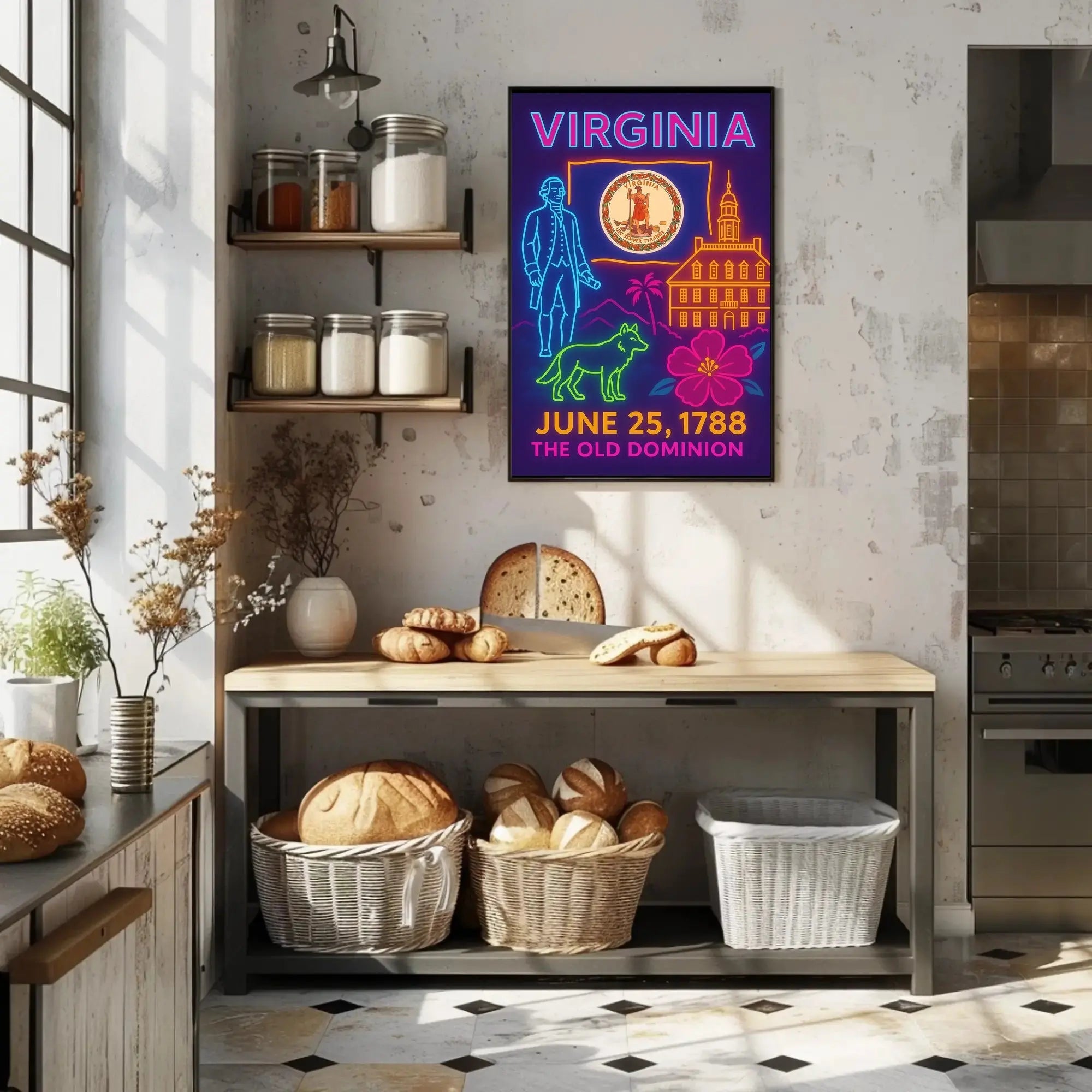 Virginia Ratification Neon Tribute Historical or Presidential Poster PosterGoat