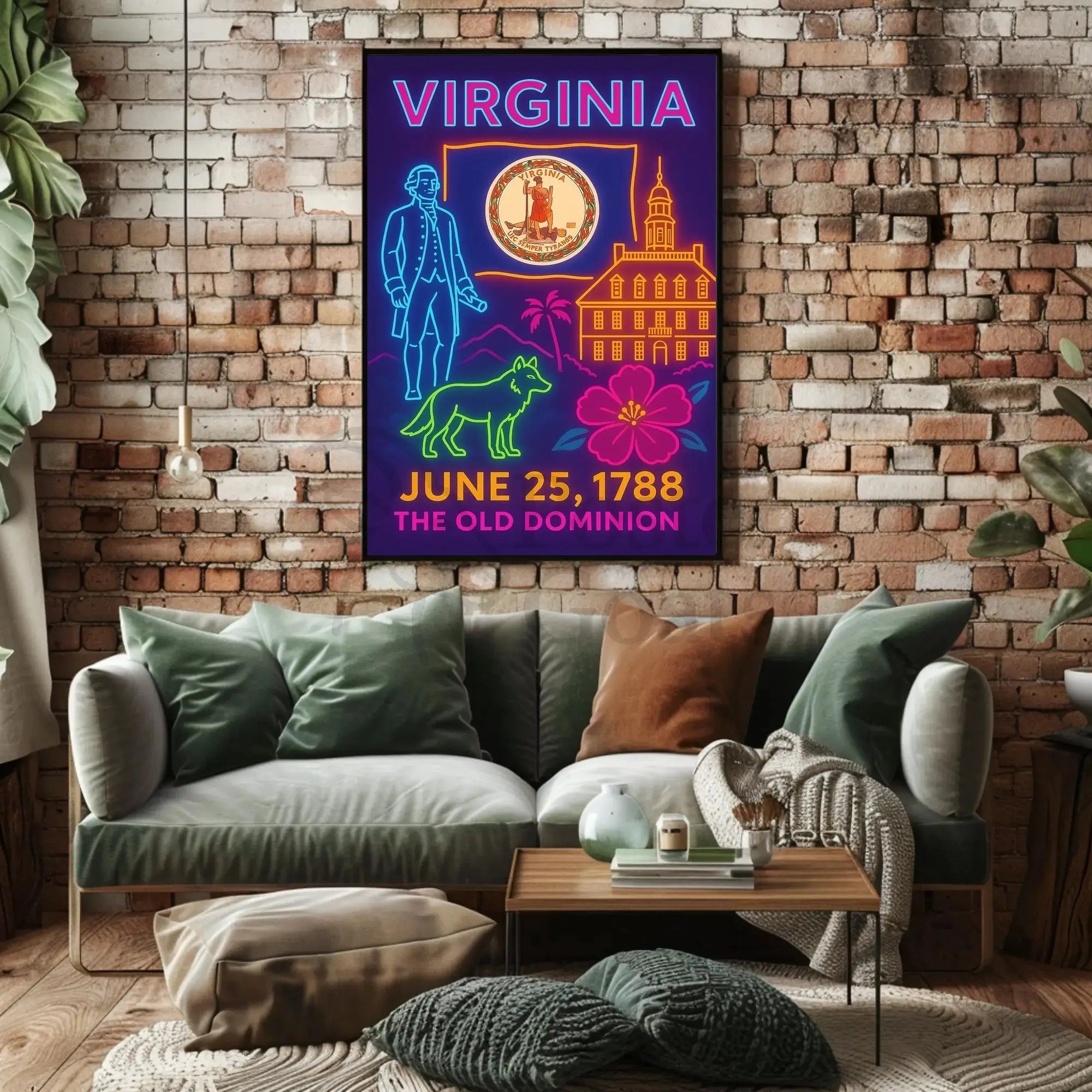 Virginia Ratification Neon Tribute Historical or Presidential Poster PosterGoat