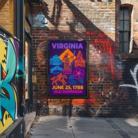 Virginia Statehood 1788 Neon Art Historical Poster PosterGoat