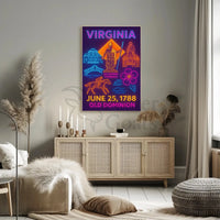 Virginia Statehood 1788 Neon Art Historical Poster PosterGoat