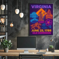Virginia Statehood 1788 Neon Art Historical Poster PosterGoat