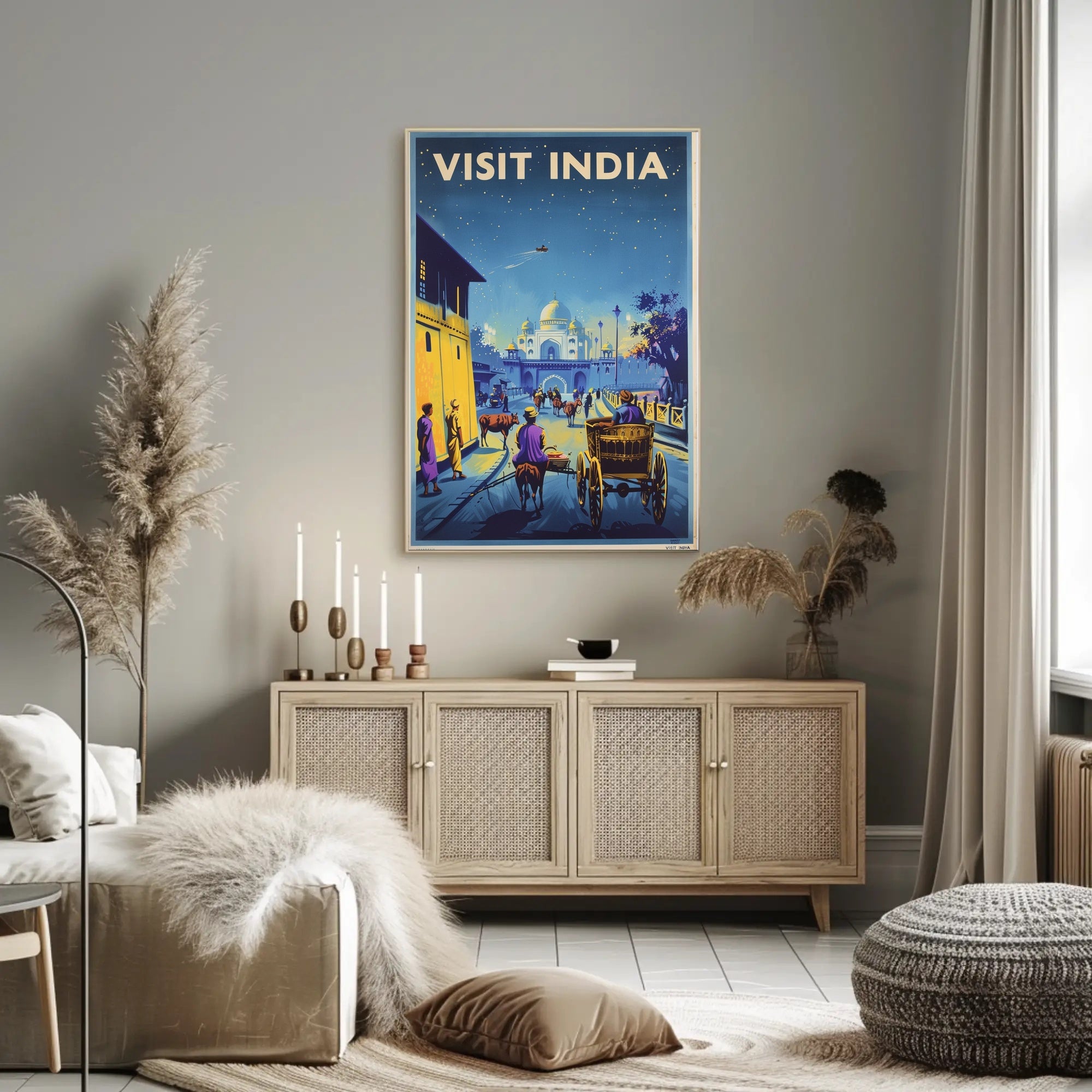 Visit India: Vintage Travel Art Deco Poster PosterGoat