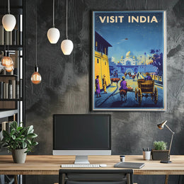 Visit India: Vintage Travel Art Deco Poster PosterGoat