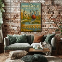 Visit Minneapolis Landmarks Retro Travel Poster PosterGoat