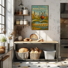 Visit Minneapolis Landmarks Retro Travel Poster PosterGoat