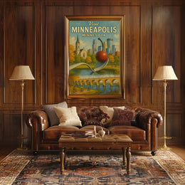 Visit Minneapolis Landmarks Retro Travel Poster PosterGoat