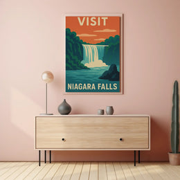 Visit Niagara Falls Retro Travel Adventure Travel Poster PosterGoat
