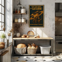 Visit Saturn’s Rings Retro-Futuristic Sci-Fi Poster PosterGoat