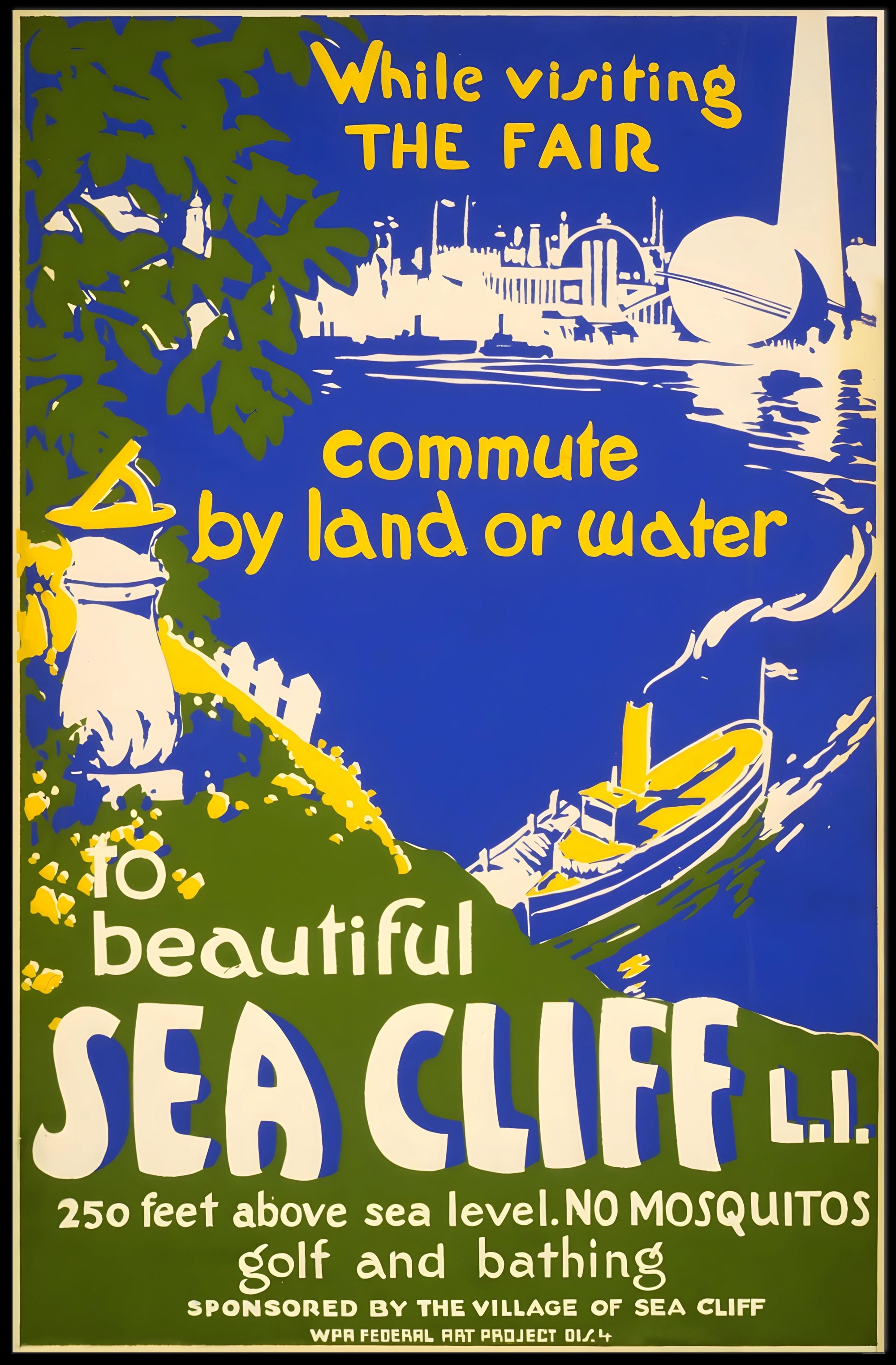 Visit Scenic Sea Cliff: Vintage Long Island Travel Poster PosterGoat