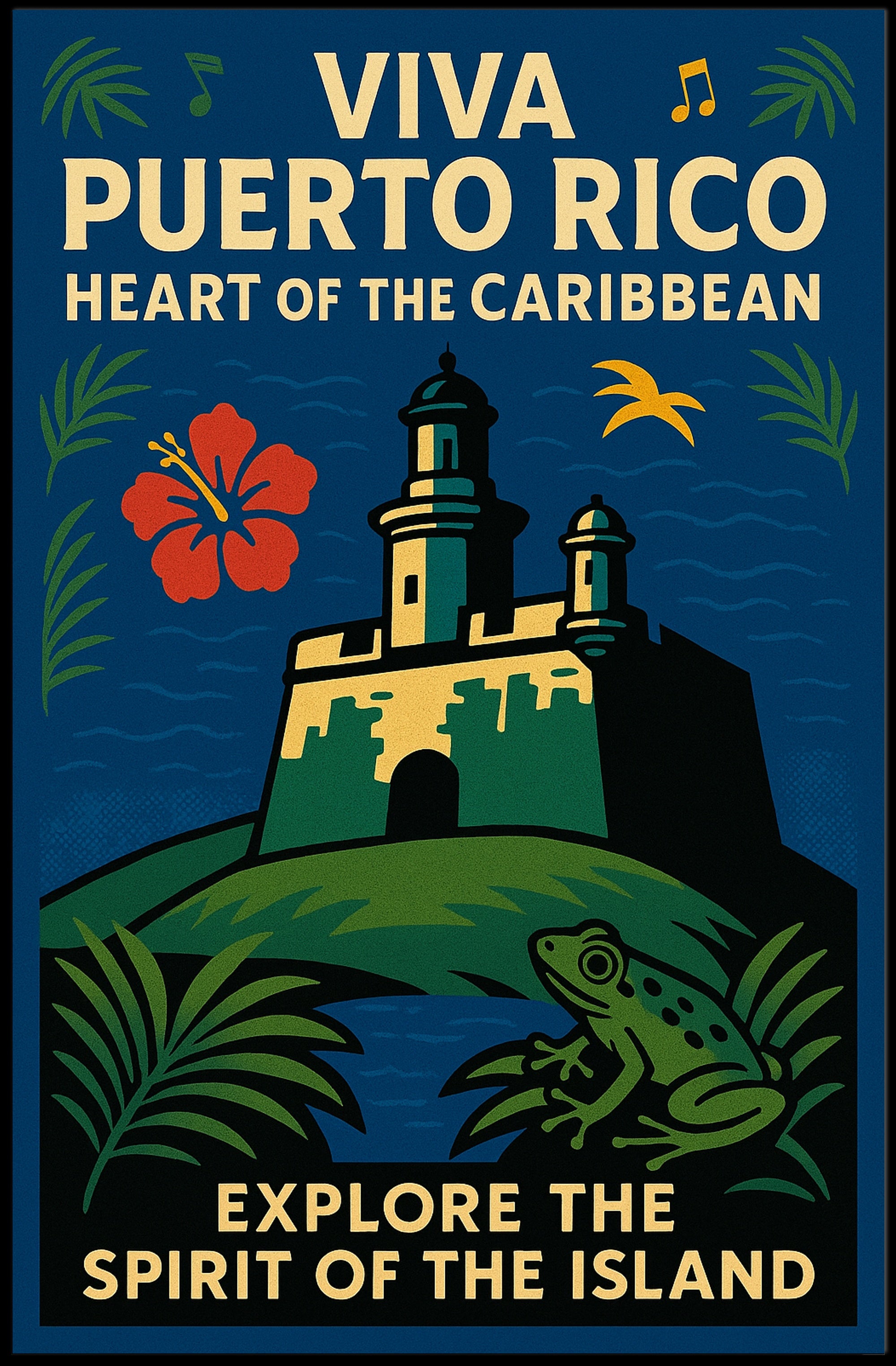 Viva Puerto Rico Vintage Wall Art Print PosterGoat