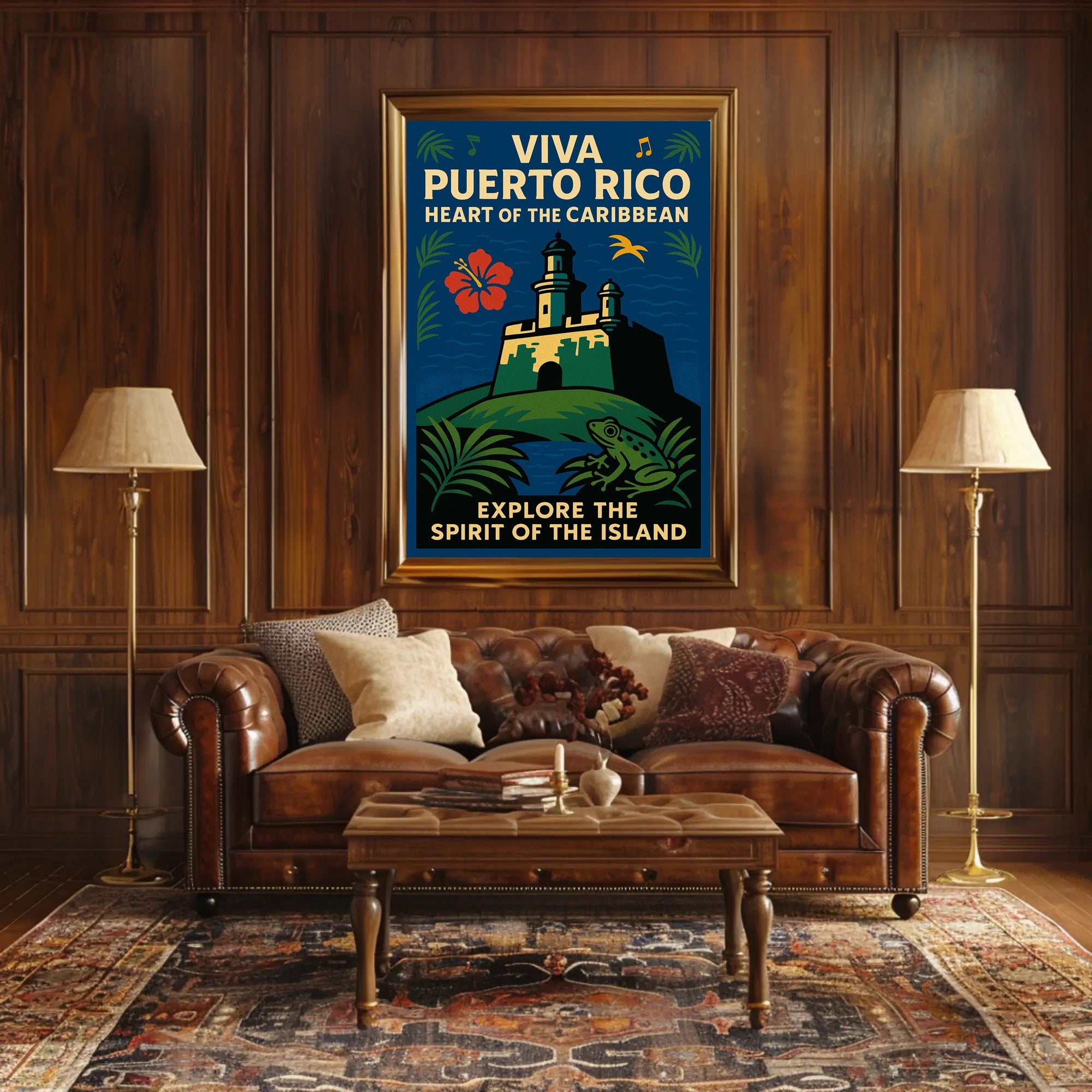 Viva Puerto Rico Vintage Wall Art Print PosterGoat