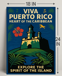 Viva Puerto Rico Vintage Wall Art Print PosterGoat
