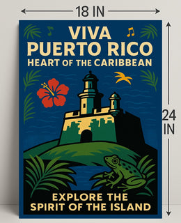 Viva Puerto Rico Vintage Wall Art Print PosterGoat