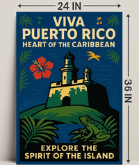 Viva Puerto Rico Vintage Wall Art Print PosterGoat