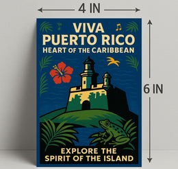 Viva Puerto Rico Vintage Wall Art Print PosterGoat