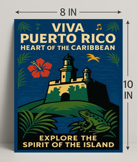 Viva Puerto Rico Vintage Wall Art Print PosterGoat