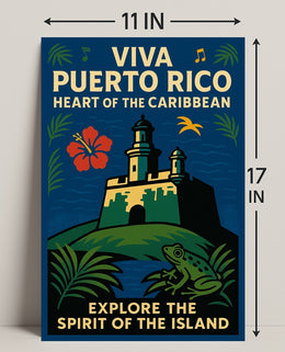 Viva Puerto Rico Vintage Wall Art Print PosterGoat
