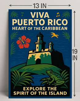 Viva Puerto Rico Vintage Wall Art Print PosterGoat
