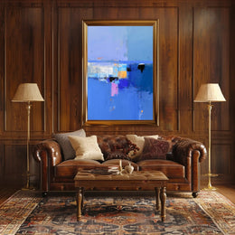 Vivid Blue Horizon Abstract Artistic Poster PosterGoat