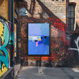 Vivid Blue Horizon Abstract Artistic Poster PosterGoat