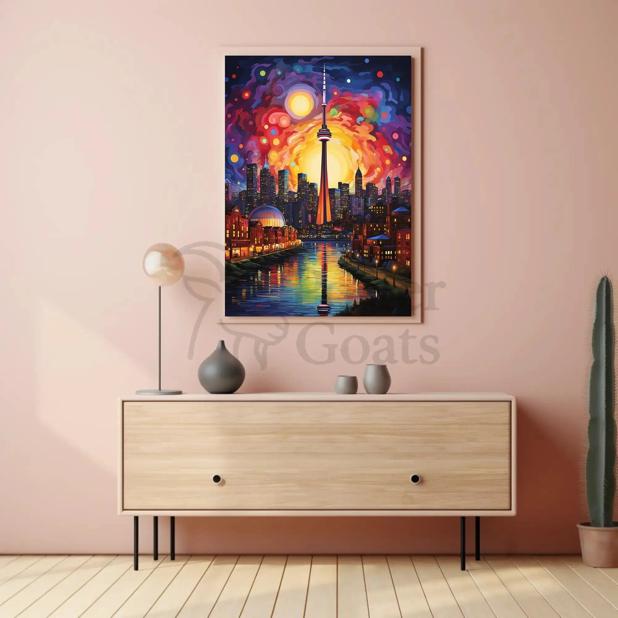 Vivid Cityscape Dreamlike Urban Life Artistic Poster PosterGoat